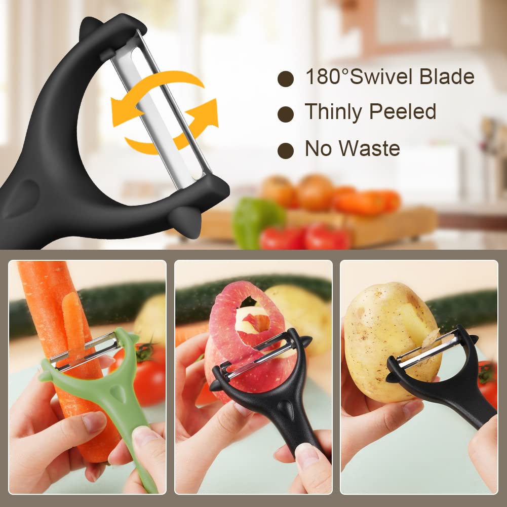 auauy 2 pcs Éplucheur universel, econome legumes inox eplucheur legumes manuel eplucheur pomme de terre poignée ergonomique, couteau eplucheur cuisine pour légumes fruits (noir+vert) auauy 2 pcs Éplucheur universel, econome legumes inox eplucheur legumes manuel eplucheur pomme de terre poignée ergonomique, couteau eplucheur cuisine pour légumes fruits (noir+vert)
