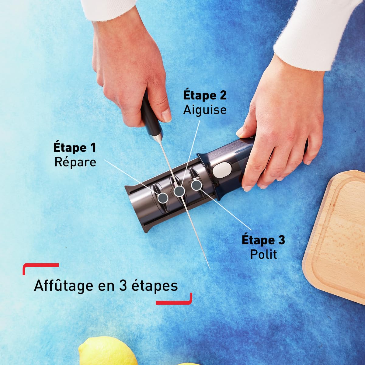 tefal aiguiseur de couteaux, meule japonaise, affutage en 3 étapes, rétractable, universel, rangement compact, ice force k2650534 tefal aiguiseur de couteaux, meule japonaise, affutage en 3 étapes, rétractable, universel, rangement compact, ice force k2650534