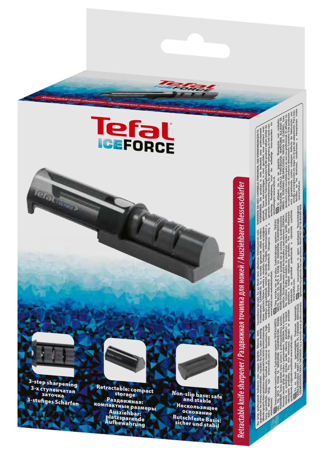 tefal aiguiseur de couteaux, meule japonaise, affutage en 3 étapes, rétractable, universel, rangement compact, ice force k2650534 tefal aiguiseur de couteaux, meule japonaise, affutage en 3 étapes, rétractable, universel, rangement compact, ice force k2650534