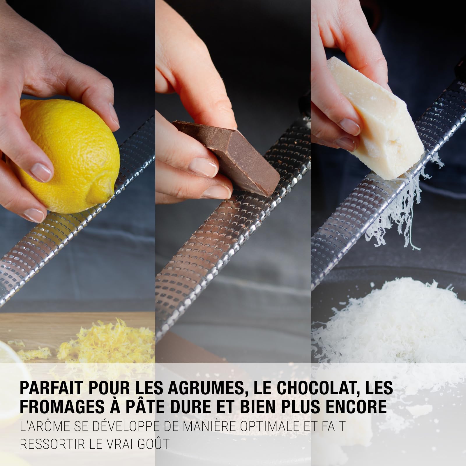 microplane râpe à zesteur en couleur noir pour agrumes, parmesan, gingembre, chocolat et noix de muscade avec lame fine fabriqué aux États unis microplane râpe à zesteur en couleur noir pour agrumes, parmesan, gingembre, chocolat et noix de muscade avec lame fine fabriqué aux États unis